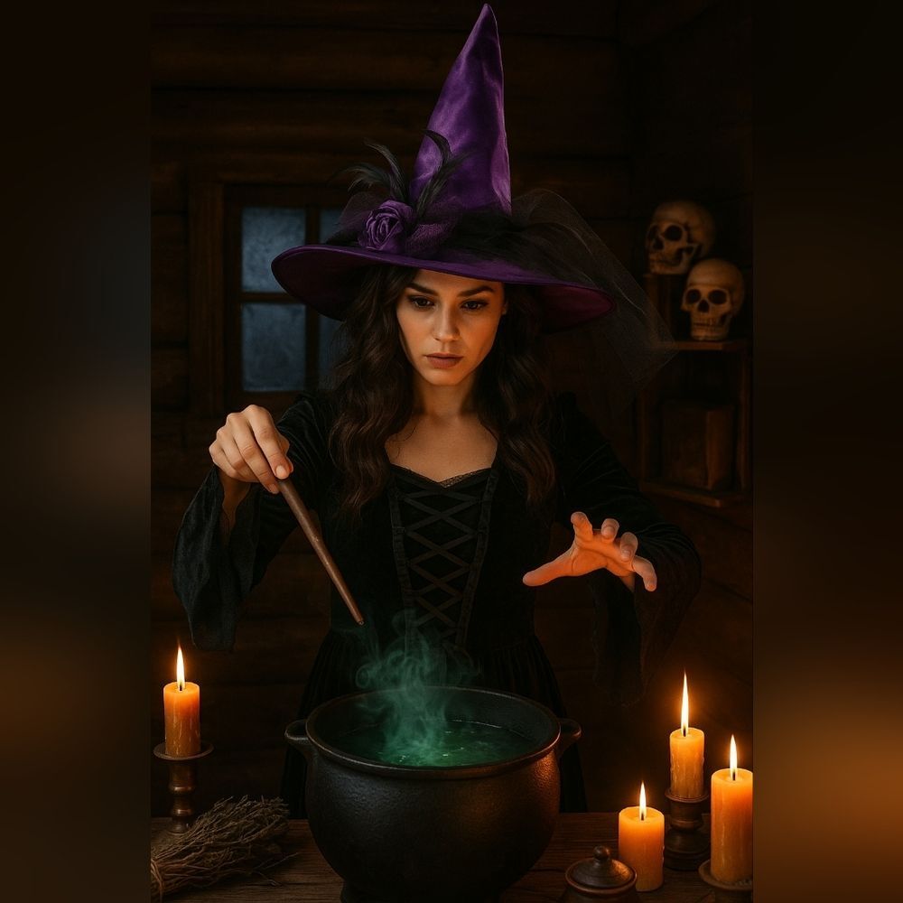 Purple Satin Witch Hat Feathers Tulle Rose Halloween Costume Cosplay Whimsygoth